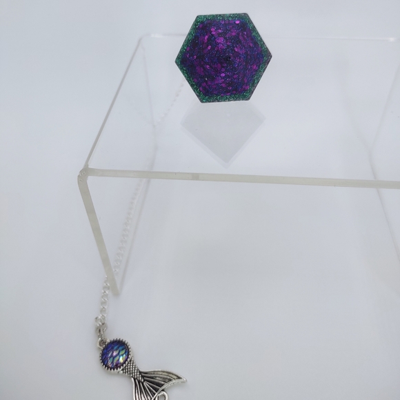 Mermaid purple green and pink glittery handcrafted dowsing pendulum - Picture 11 of 11